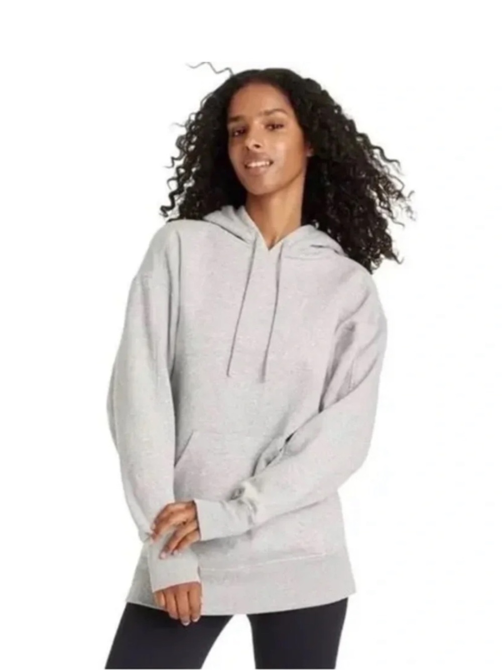 JoyLab Heather Grey Hoodie Longer Length - Size Medium